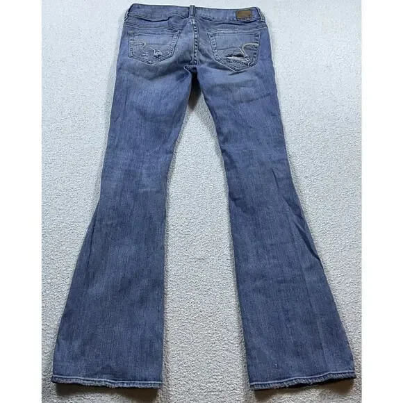 American Eagle Outfitters Artist Jeans 2 Regular Double Button Stretch Distress - Picture 8 of 9